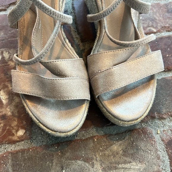 Eileen Fisher Wanda Tumbled Nubuck Espadrille Wedges Crisscross Straps - Picture 8 of 8
